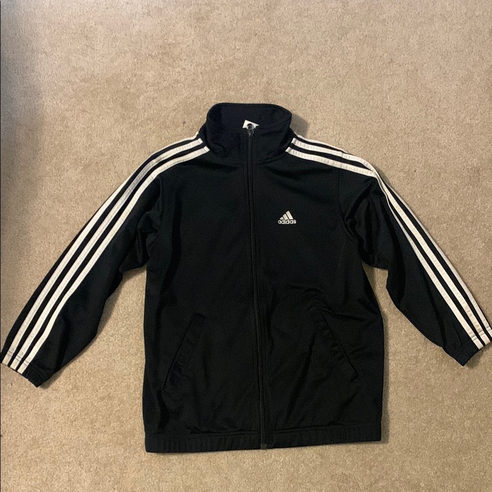 Adidas Black Track Jacket with Signature Three-Stripe Design